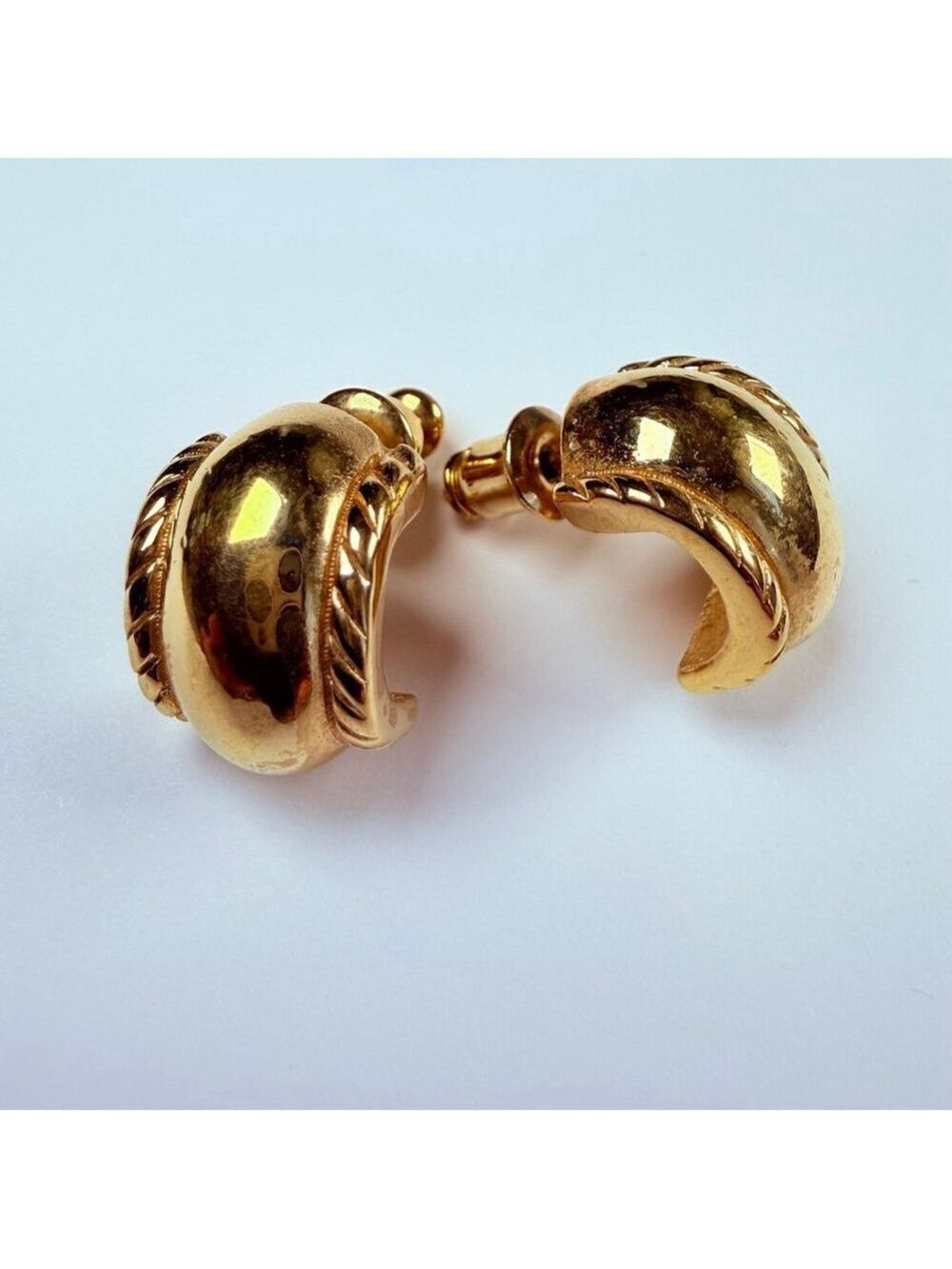Christian Dior Runway Half Hoop Huggie 18K Gold Plated Haute Vintage Earrings